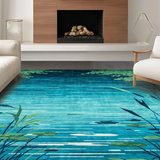 Ultra Soft Area Rug, Non Slip, Stain Resistant, Washable Area Rugs for Living Room, Bedroom, Serene Nature-Inspired Motif(Blue)