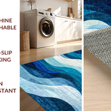 Ultra Soft Area Rug, Non Slip, Stain Resistant, Washable Area Rugs for Living Room, Bedroom, Oceanfoam Wave Rug: Modern Blue Water Design for Living Space(Blue)