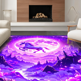 Ultra Soft Area Rug, Non Slip, Stain Resistant, Washable Area Rugs for Living Room, Bedroom, Magical Radiant Animal Motif(Purple)
