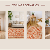 Ultra Soft Area Rug, Non Slip, Stain Resistant, Washable Area Rugs for Living Room, Bedroom, Elegant Striped Rustic Harmony(Orange)