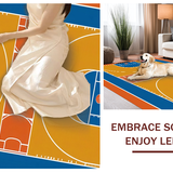 Ultra Soft Area Rug, Non Slip, Stain Resistant, Washable Area Rugs for Living Room, Bedroom, Bold Geometric Basketball Motif(Orange)