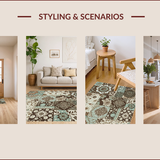 Ultra Soft Area Rug, Non Slip, Stain Resistant, Washable Area Rugs for Living Room, Bedroom, Vintage Boho Patchwork(Brown)