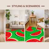 Ultra Soft Area Rug, Non Slip, Stain Resistant, Washable Area Rugs for Living Room, Bedroom, Playful Tropical Fruit Motif(Red)