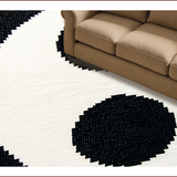 Ultra Soft Area Rug, Non Slip, Stain Resistant, Washable Area Rugs for Living Room, Bedroom, Modern Circular Living Room Washable Accent Rug(Black)