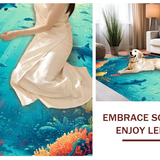 Ultra Soft Area Rug, Non Slip, Stain Resistant, Washable Area Rugs for Living Room, Bedroom, Underwater Adventure Kids Rug Featuring Colorful Sea Creatures Design(Blue)