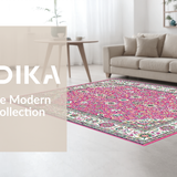 Ultra Soft Area Rug, Non Slip, Stain Resistant, Washable Area Rugs for Living Room, Bedroom, Soft Colorful Medallion Theme(Pink)