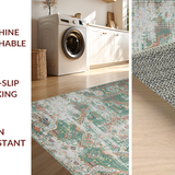 Distressed Cream and Green Tiled(Green)