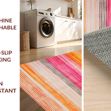 Ultra Soft Area Rug, Non Slip, Stain Resistant, Washable Area Rugs for Living Room, Bedroom, Enchanting Multicolored Sunshine Design(Orange)
