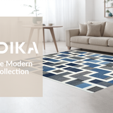Ultra Soft Area Rug, Non Slip, Stain Resistant, Washable Area Rugs for Living Room, Bedroom, Stylish Modern Symmetrical Elements(Blue)