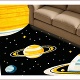 Ultra Soft Area Rug, Non Slip, Stain Resistant, Washable Area Rugs for Living Room, Bedroom, Colorful Cosmic Cartoon Landscape(Black)