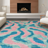 Ultra Soft Area Rug, Non Slip, Stain Resistant, Washable Area Rugs for Living Room, Bedroom, Abstract Animal-Inspired Design(Blue)