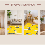 Ultra Soft Area Rug, Non Slip, Stain Resistant, Washable Area Rugs for Living Room, Bedroom, Contemporary Yellow Boxed Design(Yellow)