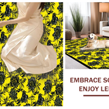Ultra Soft Area Rug, Non Slip, Stain Resistant, Washable Area Rugs for Living Room, Bedroom, Striking Bright Floral Composition(Yellow)