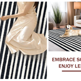 Ultra Soft Area Rug, Non Slip, Stain Resistant, Washable Area Rugs for Living Room, Bedroom, Bold Black & White Stripe Rug: Modern Geometric Entryway Carpet(Black)
