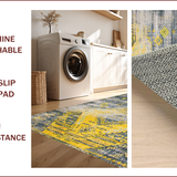 Ultra Soft Area Rug, Non Slip, Stain Resistant, Washable Area Rugs for Living Room, Bedroom, Elegant Vintage Tribal Motif(Yellow)