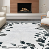 Ultra Soft Area Rug, Non Slip, Stain Resistant, Washable Area Rugs for Living Room, Bedroom, Modern Botanical Luxe Touch(Gray)