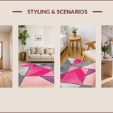 Ultra Soft Area Rug, Non Slip, Stain Resistant, Washable Area Rugs for Living Room, Bedroom, Geometric Pink Grey Plush Nursery Carpet(Pink)