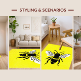 Ultra Soft Area Rug, Non Slip, Stain Resistant, Washable Area Rugs for Living Room, Bedroom, Bright Yellow Abstract Bee Theme(Yellow)