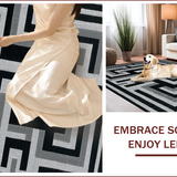 Ultra Soft Area Rug, Non Slip, Stain Resistant, Washable Area Rugs for Living Room, Bedroom, Classic Black Stair Treads for Modern Decor(Black)