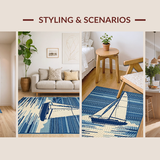 Ultra Soft Area Rug, Non Slip, Stain Resistant, Washable Area Rugs for Living Room, Bedroom, Serene Nautical Color Palette(Blue)