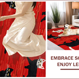 Ultra Soft Area Rug, Non Slip, Stain Resistant, Washable Area Rugs for Living Room, Bedroom, Funny Western Cat-Themed Bedroom Decor Non-Slip Floor Mat(Red)
