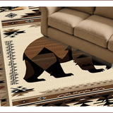 Ultra Soft Area Rug, Non Slip, Stain Resistant, Washable Area Rugs for Living Room, Bedroom, Rustic Wildlife Bear Motif(Brown)