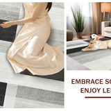 Ultra Soft Area Rug, Non Slip, Stain Resistant, Washable Area Rugs for Living Room, Bedroom, Monochrome Striped Flat Woven Floor Covering With Farmhouse Inspired Design(Gray)