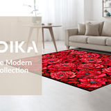 Ultra Soft Area Rug, Non Slip, Stain Resistant, Washable Area Rugs for Living Room, Bedroom, Chic Modern Rose Motif(Red)