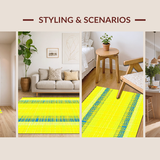 Ultra Soft Area Rug, Non Slip, Stain Resistant, Washable Area Rugs for Living Room, Bedroom, Radiant Decorative Wave Composition(Yellow)