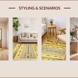 Ultra Soft Area Rug, Non Slip, Stain Resistant, Washable Area Rugs for Living Room, Bedroom, Geometric Boho High Traffic(Yellow)