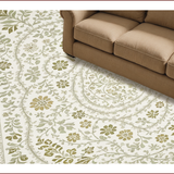 Ultra Soft Area Rug, Non Slip, Stain Resistant, Washable Area Rugs for Living Room, Bedroom, Sage Green Boho Floral Bedroom Carpet Non-Slip(Beige)