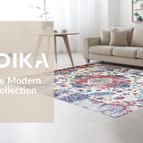 Ultra Soft Area Rug, Non Slip, Stain Resistant, Washable Area Rugs for Living Room, Bedroom, Whimsical Colorful Ogee Style(Red)
