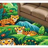 Ultra Soft Area Rug, Non Slip, Stain Resistant, Washable Area Rugs for Living Room, Bedroom, Vibrant Kids Jungle Theme Playroom Carpet(Green)