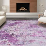 Ultra Soft Area Rug, Non Slip, Stain Resistant, Washable Area Rugs for Living Room, Bedroom, Elegant Lattice Design Flourish(Purple)