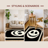 Ultra Soft Area Rug, Non Slip, Stain Resistant, Washable Area Rugs for Living Room, Bedroom, Dark Playful Skull Artwork(White)