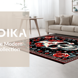 Ultra Soft Area Rug, Non Slip, Stain Resistant, Washable Area Rugs for Living Room, Bedroom, Gothic Rose Floral Elegance(Black)
