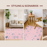 Ultra Soft Area Rug, Non Slip, Stain Resistant, Washable Area Rugs for Living Room, Bedroom, Soft Pastel Nature Theme(Pink)