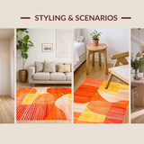 Ultra Soft Area Rug, Non Slip, Stain Resistant, Washable Area Rugs for Living Room, Bedroom, Artistic Flowing Curve Composition(Orange)