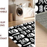 Ultra Soft Area Rug, Non Slip, Stain Resistant, Washable Area Rugs for Living Room, Bedroom, Lighthearted Vintage Skeleton Imagery(Black)