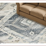Ultra Soft Area Rug, Non Slip, Stain Resistant, Washable Area Rugs for Living Room, Bedroom, Rustic Vintage Ogee Motif(Gray)
