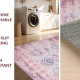 Ultra Soft Area Rug, Non Slip, Stain Resistant, Washable Area Rugs for Living Room, Bedroom, Cozy Textured Geometric Artwork(Pink)