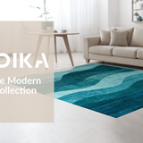 Ultra Soft Area Rug, Non Slip, Stain Resistant, Washable Area Rugs for Living Room, Bedroom, Abstract Ombre Design Round Rug Featuring Striking Shades of Teal and Blue(Blue)
