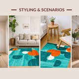 Ultra Soft Area Rug, Non Slip, Stain Resistant, Washable Area Rugs for Living Room, Bedroom, Elegant Watercolor Inspired Motif(Blue)