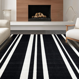 Ultra Soft Area Rug, Non Slip, Stain Resistant, Washable Area Rugs for Living Room, Bedroom, Bold Striped Accent Carpet with Modern Flair(Black)