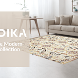 Ultra Soft Area Rug, Non Slip, Stain Resistant, Washable Area Rugs for Living Room, Bedroom, Artful Luxurious Floral Weave(Beige)
