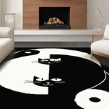 Ultra Soft Area Rug, Non Slip, Stain Resistant, Washable Area Rugs for Living Room, Bedroom, Artistic Yin Yang Cat Fusion(Black)