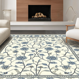 Ultra Soft Area Rug, Non Slip, Stain Resistant, Washable Area Rugs for Living Room, Bedroom, Charming Twirling Vines Theme(Beige)