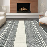 Black and White Striped Handcrafted Woven Design(White)