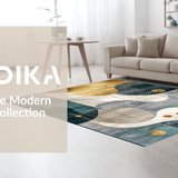 Ultra Soft Area Rug, Non Slip, Stain Resistant, Washable Area Rugs for Living Room, Bedroom, Sleek Gold and Gray Tiled Motif(Gold)