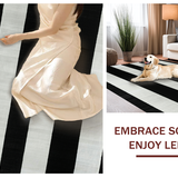 Ultra Soft Area Rug, Non Slip, Stain Resistant, Washable Area Rugs for Living Room, Bedroom, Bold Striped Accent Floor Carpet(Black)
